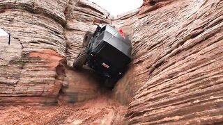 THE CHUTE Jeep Climbs Vertical Wall in Sand Hollow Utah.