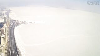 Video shows ice breaking away from Lake Michigan after deep freeze