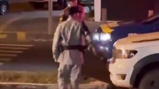 DRUNK GUY PICKS A FIGHT WITH A COP… BAD IDEA