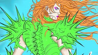 Evolution Drawing - Poison Ivy Inspired Warrior in Symmetrical Spiky Armor