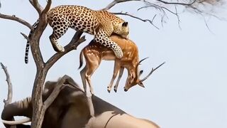 Will the elephant be able to save the deer from the tiger?