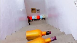 Satisfying Bottles Rolling Down the Stairs