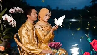 "Newlyweds peaceful night — love, peace, and magic 🕊️🌙✨"