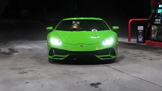 💚 Midnight Lamborghini Fuel Stop 🌙🔥 Supercar Vibes After Dark