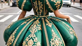 Vestido de luxo feito de balões