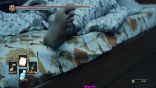 Feet hanging off bed boss music starts playing