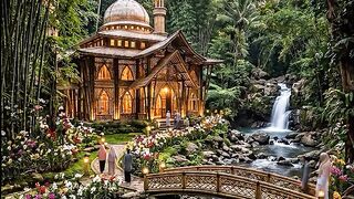 "Stunning bamboo mosque hidden in the forest 🕌🌿✨"