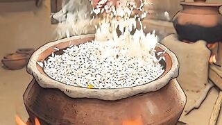 Cozy Rainy Hyderabadi Vegetable Dum Biryani 🌧️ | Ghibli Style Village Cooking ASMR #shorts