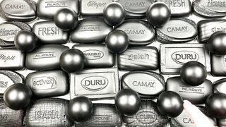 COLORFUL OF BLACK★GUESS THE COLOR★Clay cracking★Soap boxes with foam★Soap cubes ★ ASMR videosoapstarch