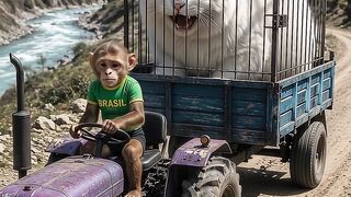 Monkey Released the Giant Cat! 😱🐒🐱🚜