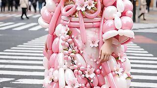 Vestido chinês de luxo feito com balões
