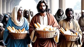 #jesus e Maria levando pães aos mendigos