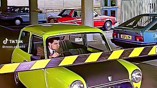 Mr Bean n the blue car