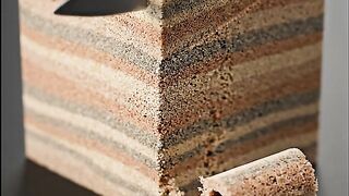 Cutting a Striped Kinetic Sand Cube | Crunchy ASMR Sounds