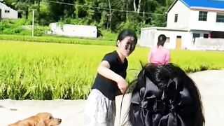 Funny grils make fun with one gril 🤣