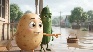 Potato & Cucumber Flood Adventure 🌧️🥔🥒 | Funny & Heartwarming Animated Story 9