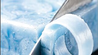 Slicing a Blue Soap Block | Satisfying Curling ASMR