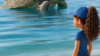 Little Girl Saves Giant Sea Turtle Trapped in Fishing Net | An Emotional Animal Rescue