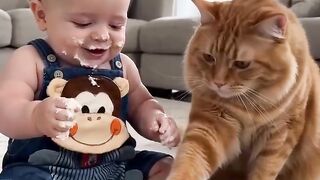 bebe comendo bolo