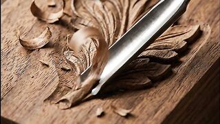 Carving an Intricate Wooden Leaf | Satisfying Woodworking ASMR