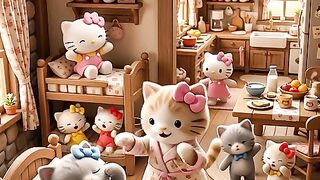 Hello Kitty Waking up Kitties - Ai Cartoon Story Part 2