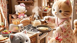 Hello Kitty Waking up Kitties - Ai Cartoon Story Part 3