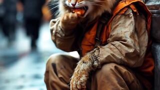 Cat is hoping to find food
