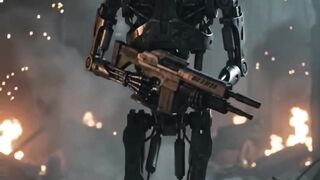 Terminator Robot Walks Through a War Zone | Epic AI Sci-Fi