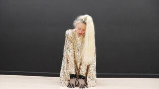 Golden Dress Black Gloves Try On