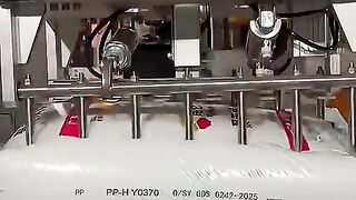 Robô esvaziador de sacos de PP de 25 kg, sistema de alimentação e abertura de sacos.