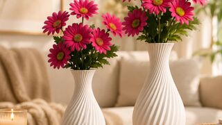 Kit 2 Vasos Decorativos Espiral 3D 15cm e 18cm Moderno Para Sala Quarto Escritório