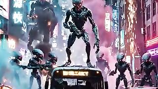Alien creatures surrounding vehi