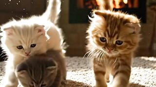 A group of adorable kittens playing together in a cozy room