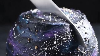 Slicing a Stardust Cake… A Galaxy Inside! 🌌🍰✨