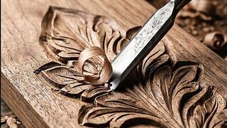 Carving an Ornate Wooden Leaf | Satisfying Woodworking ASMR
