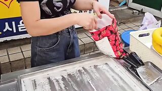 Satisfying Fresh Strawberry Ice Cream Rolls Making!