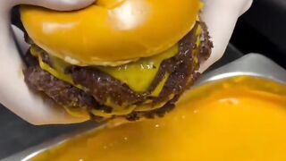 Delicious Artisan Picanha Burger Dipped in Cheddar! 🍔🧀🔥 A Brazilian Favorite!