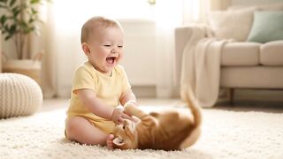 Kitten Playing With a Baby – Too Cute!