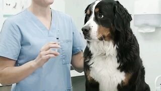 Cachorro esperando a injeção