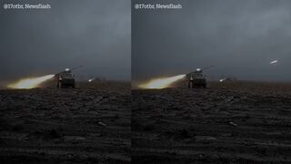 Ukrainians fire at Russian troops with BM-21 'Grad' rockets in Bakhmut