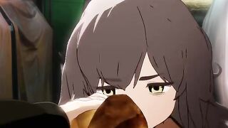 Short anime girl and food