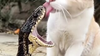 Cat Meets a Snake and Does the Most Unexpected Thing! 🐱🐍