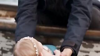 Mermaid baby returning to her family.