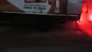 Unloading Cleo products, just lift the empty Cleo gallon, excited to work overtime at night