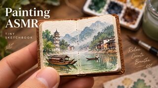 Painting a Misty Mountain Village 🎨 | Relaxing ASMR