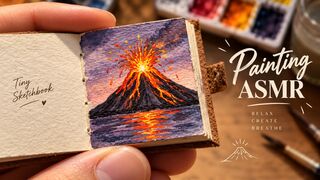 Painting an Erupting Volcano 🌋🎨 | Relaxing Painting ASMR