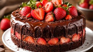 Bolo chocolate com morango
