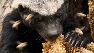 The honey badger just wanted a sweet treat, the bees can stay mad! 😂