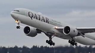 Qatar Airways B777-300ER (A7-BEV) Takeoff | Stunning Departure