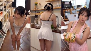 Cute mini skirt girl shall I make you a cranberry chicken breast sandwich